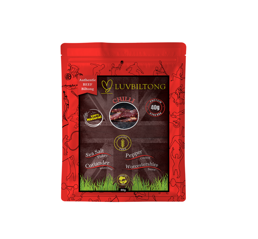 Chilli - Sliced Biltong grass-fed beef biltong snack made in UK