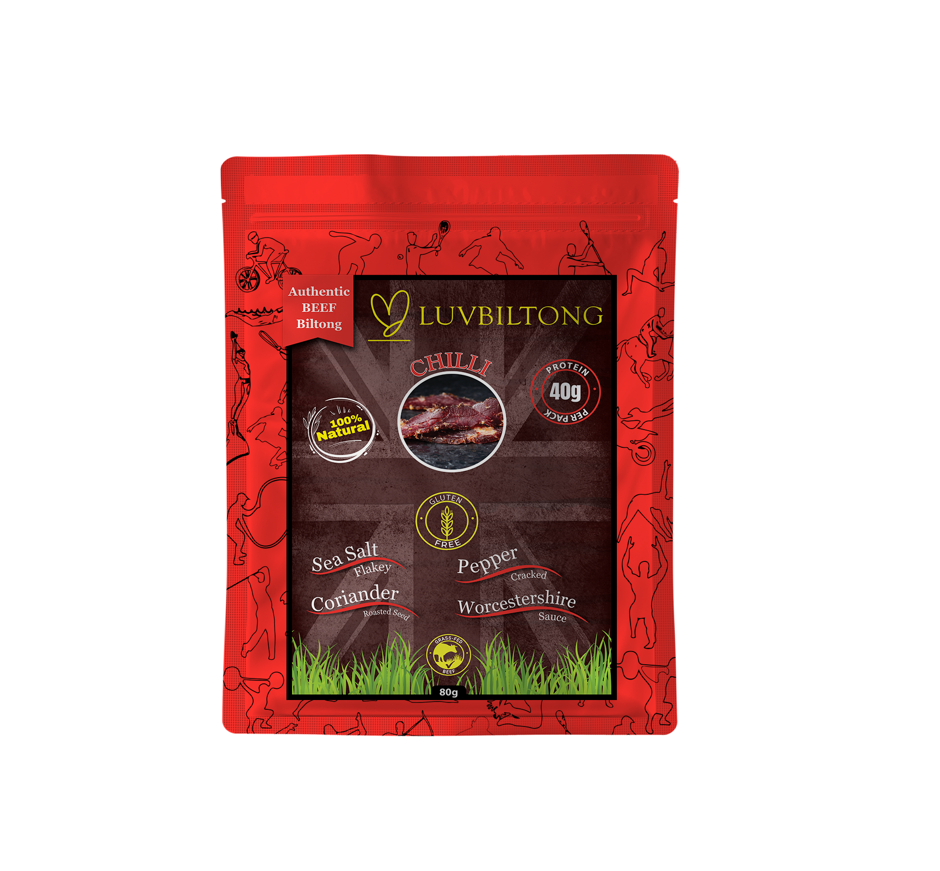 Chilli - Sliced Biltong grass-fed beef biltong snack made in UK