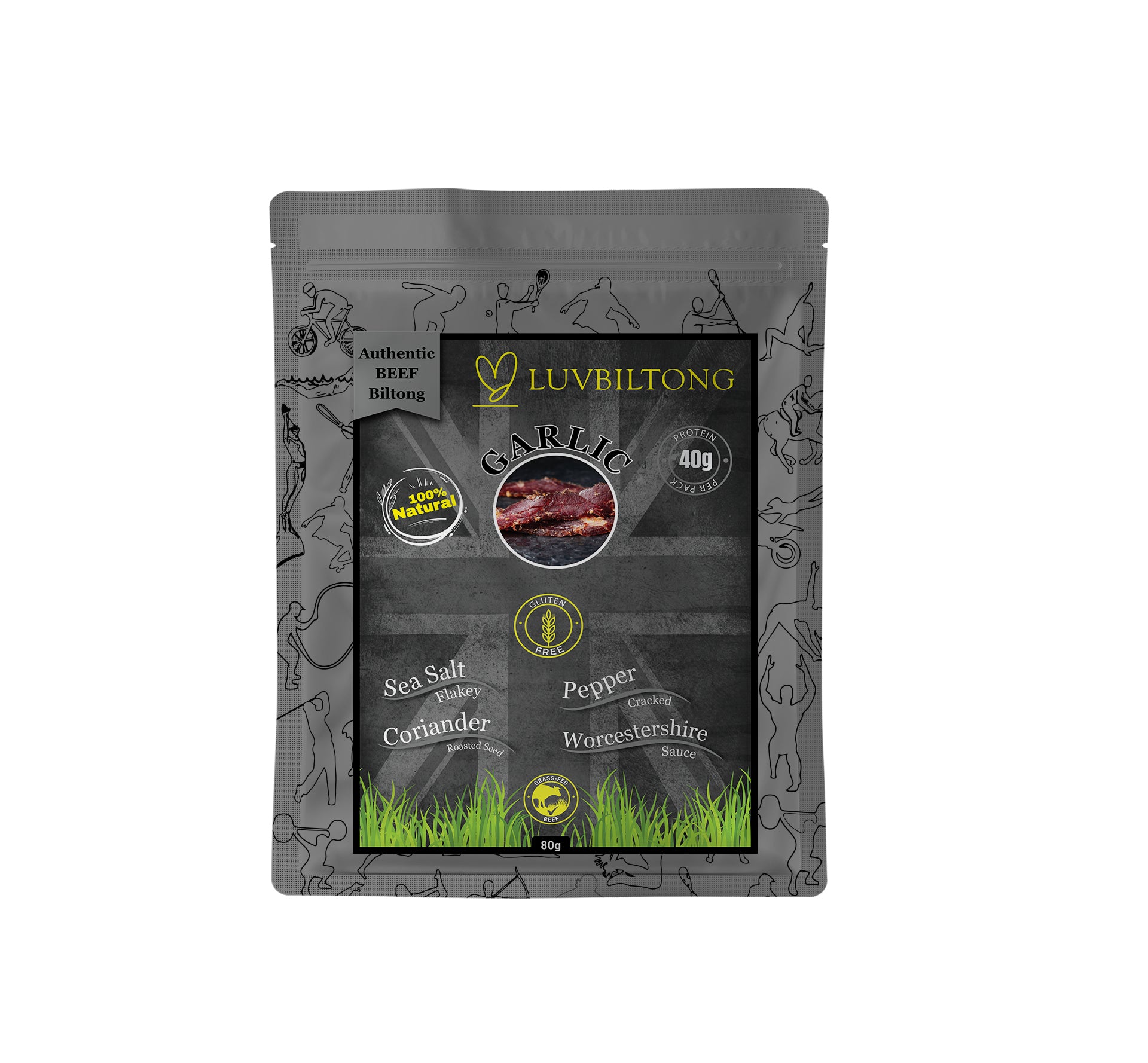 LuvBiltong smoked Garlic flavour grass-fed beef biltong snack made in UK