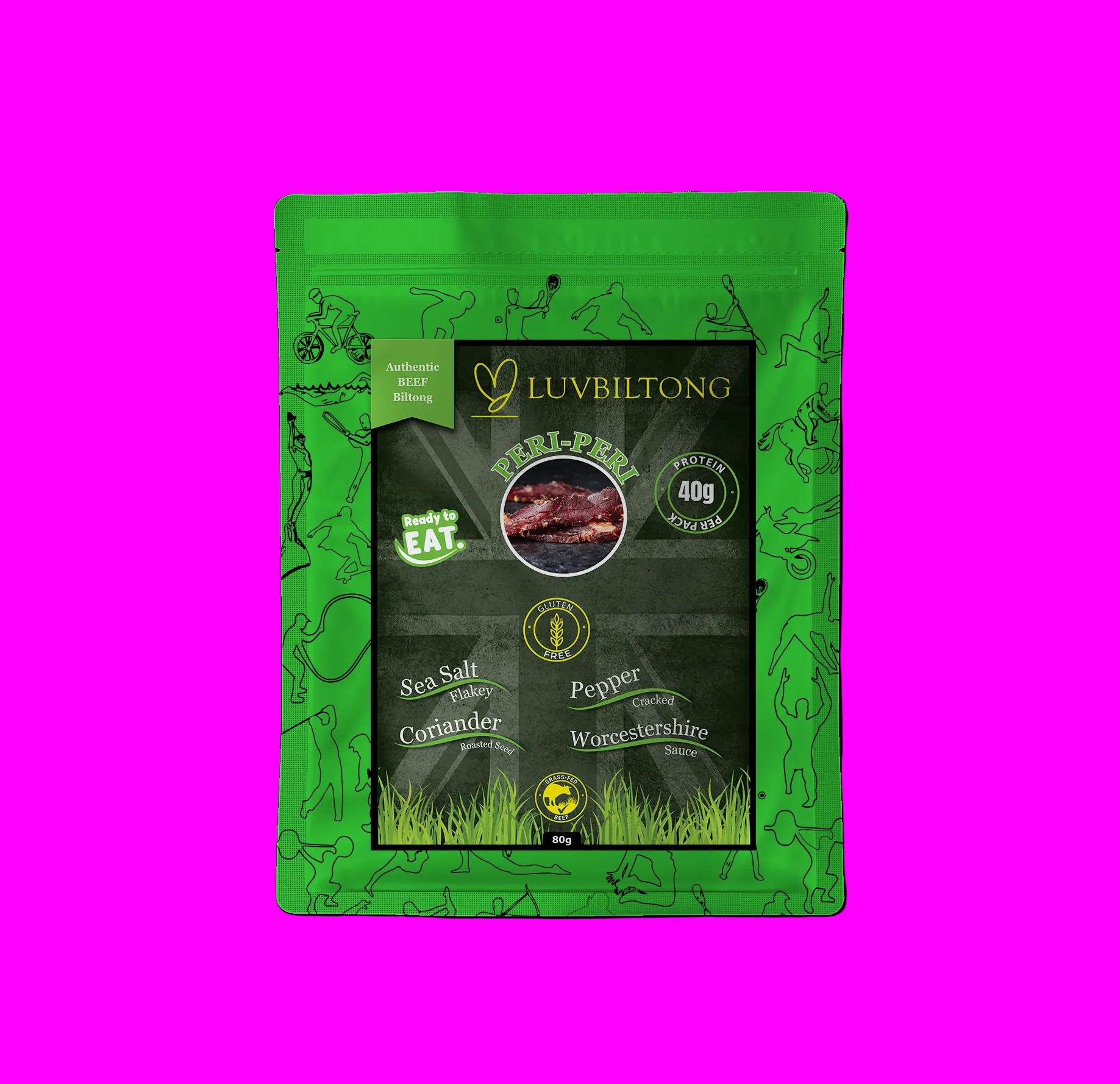LuvBiltong Portuguese Peri-Peri Flavour grass-fed beef biltong snack made in UK