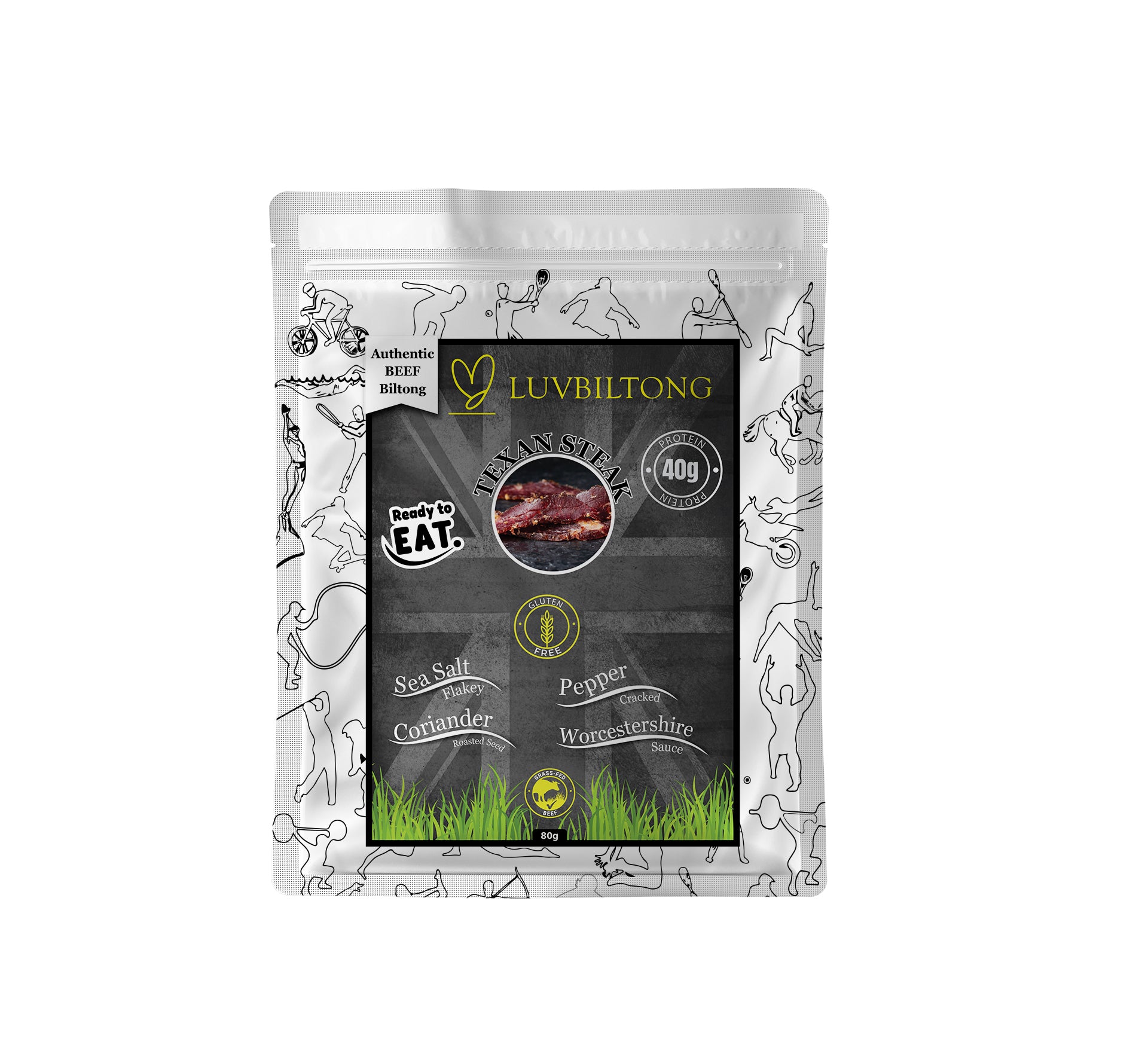 LuvBiltong Texan Steak Flavour grass-fed beef biltong snack made in UK