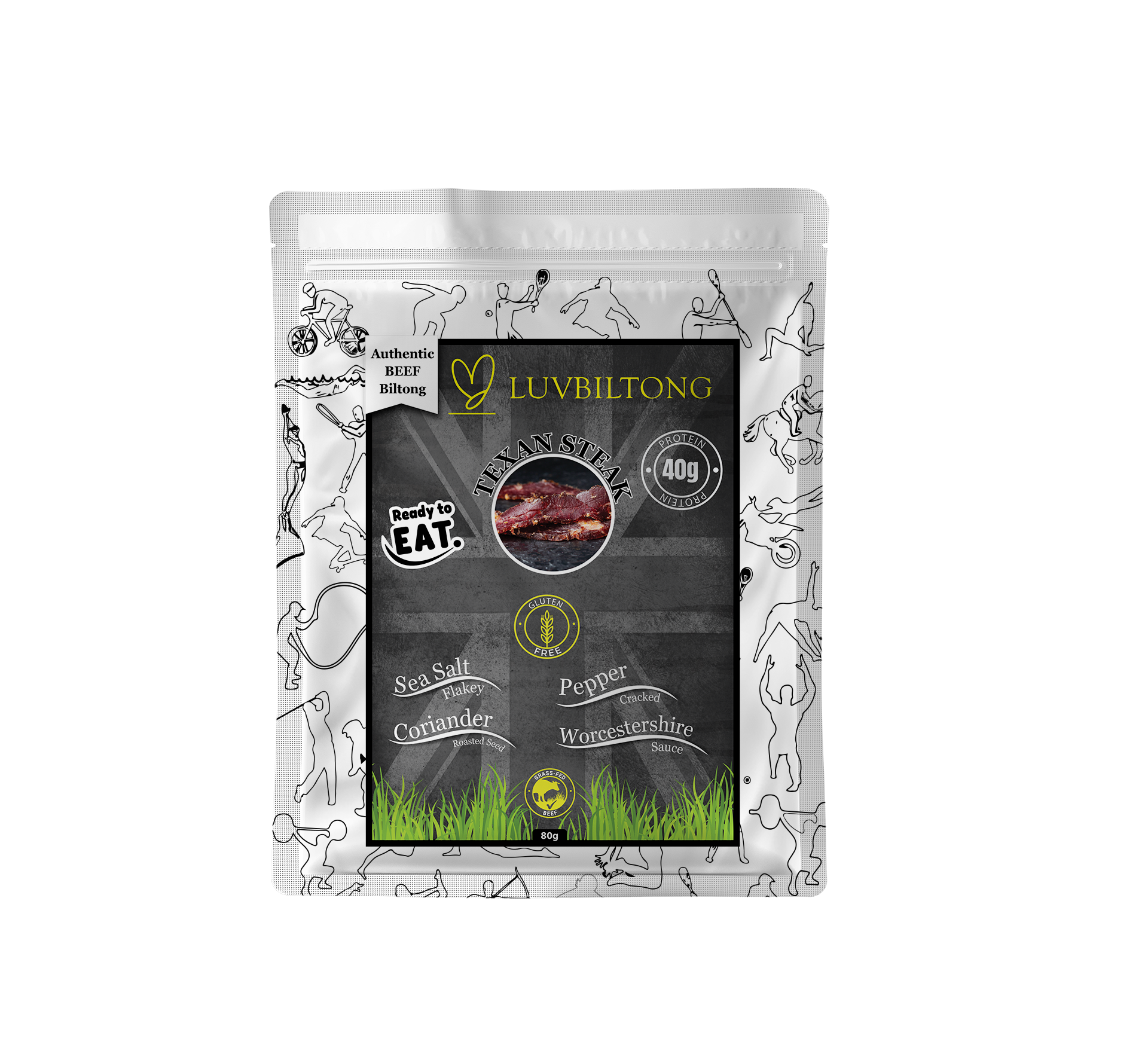 LuvBiltong Texan Steak Flavour grass-fed beef biltong snack made in UK