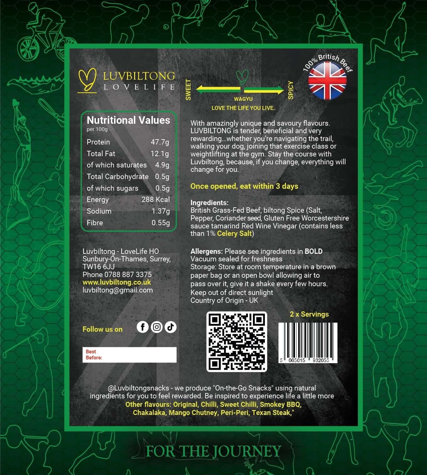 LuvBiltong Original/Traditional grass-fed Wagyu biltong snack made in UK