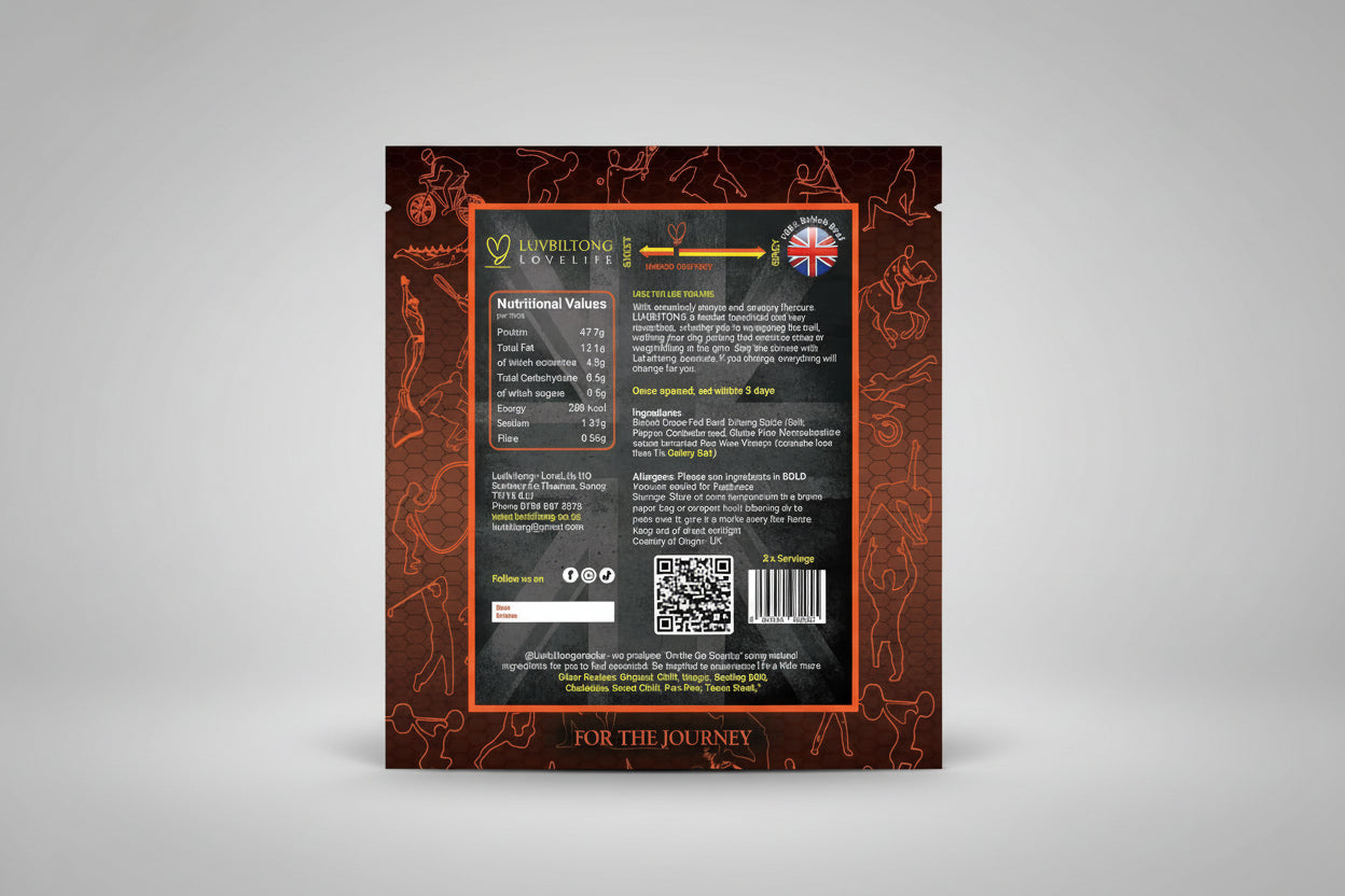 Mango Chutney - Sliced Biltong and nutritional values shown of packaging